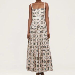 AGUA BY AGUA BENDITA Lima Jarron tiered embroidered linen maxi dress